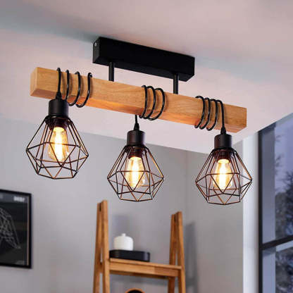 Industrial Wood Island Chandelier