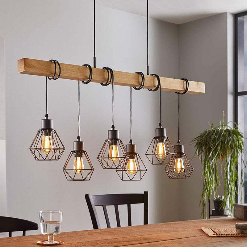 Contemporary island chandeliers in wood — Without Lamp Shade / 4-Light / 220V-240V (UK/AU)