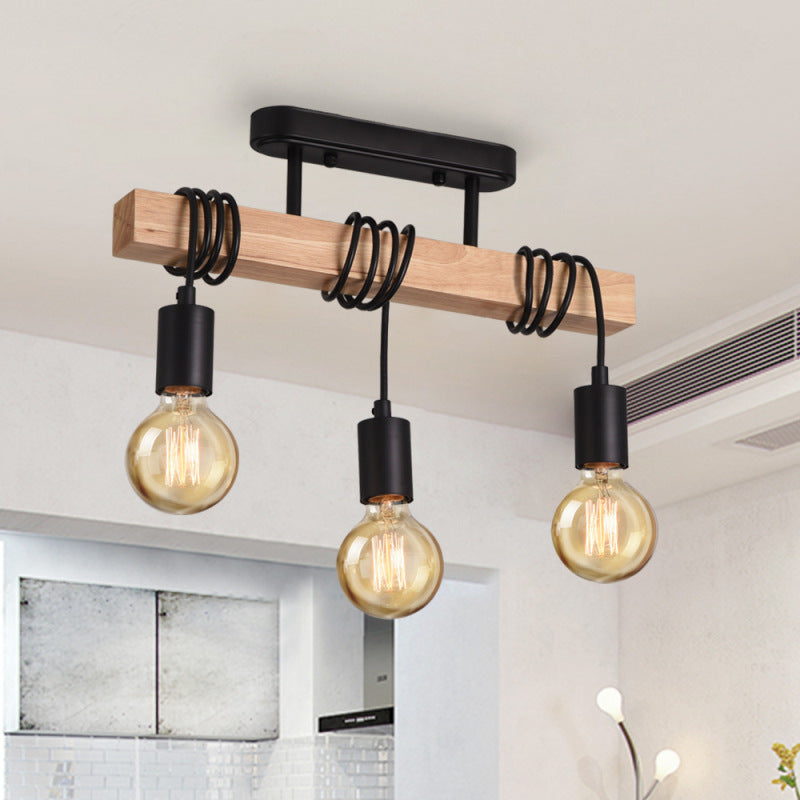 Lighom contemporary island wood chandeliers — Without Lamp Shade / 4-Light / 110V-120V (US/CA)