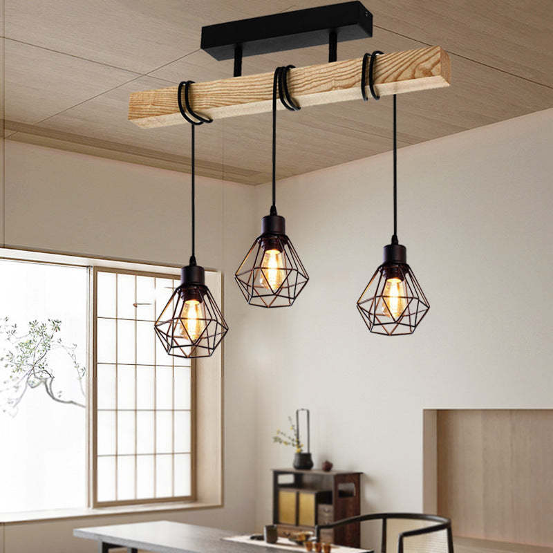 Contemporary island chandeliers in wood iron