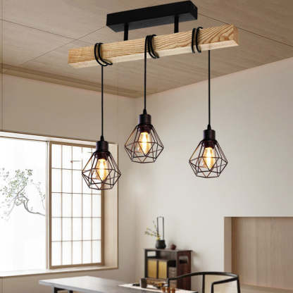 Contemporary island chandeliers in wood iron