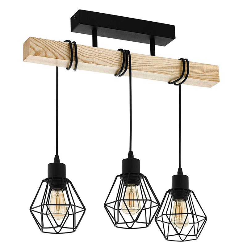 Industrial Wood Island Chandelier