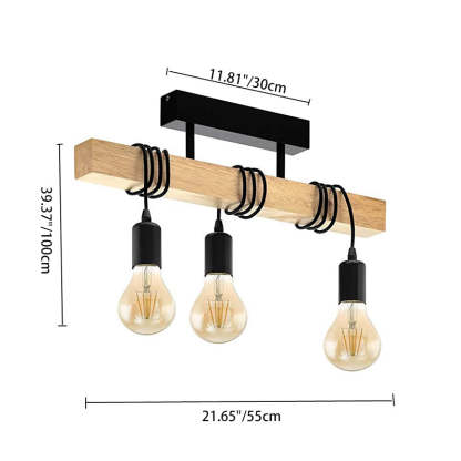 Contemporary island chandeliers in wood — With Lamp Shade / 3-Light / 220V-240V (UK/AU)