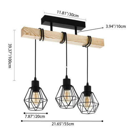 Industrial Wood Island Chandelier — 6 / Without Lamp Shade / 110V-120V For US/CA