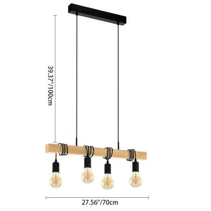Contemporary island wood chandeliers — With Lamp Shade / 4-Light / 220V-240V (UK/AU)