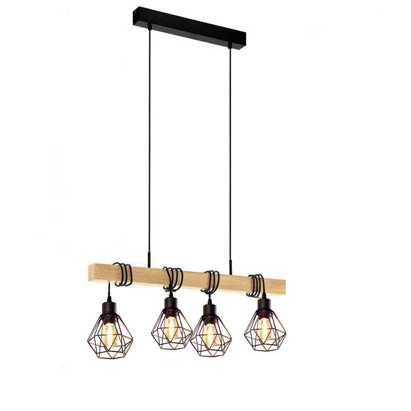 Industrial Wood Island Chandelier