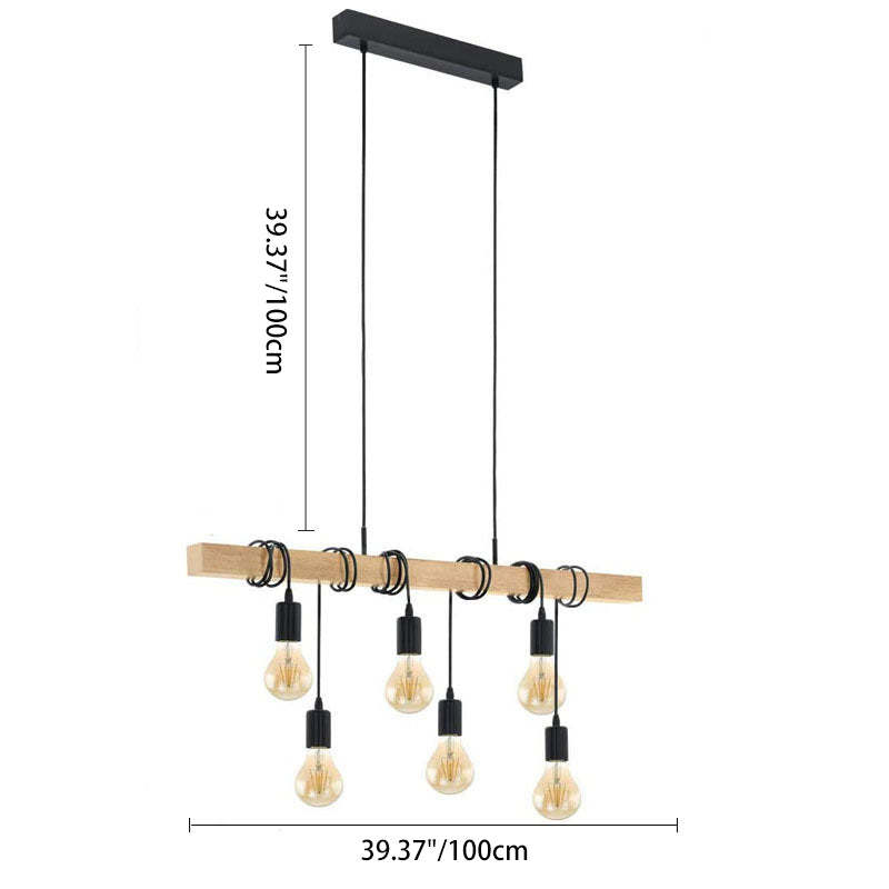 Contemporary island wood chandeliers — With Lamp Shade / 6-Light / 220V-240V (UK/AU)