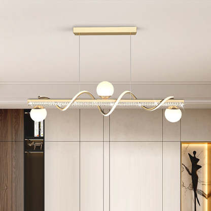 Modern Iron Acrylic Wave Globe LED Island Chandelier