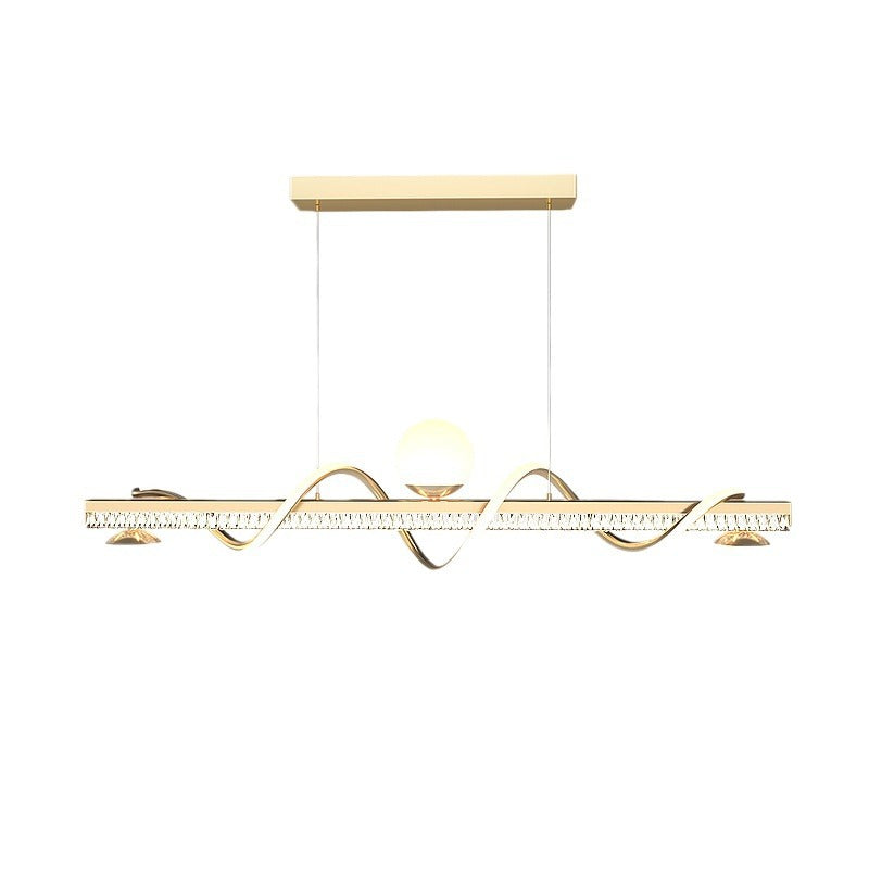Modern Iron Acrylic Wave Globe LED Island Chandelier