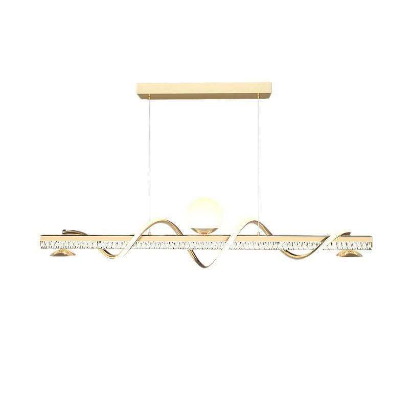 Modern Iron Acrylic Wave Globe LED Island Chandelier