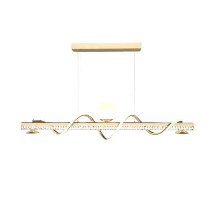 Modern Iron Acrylic Wave Globe LED Island Chandelier