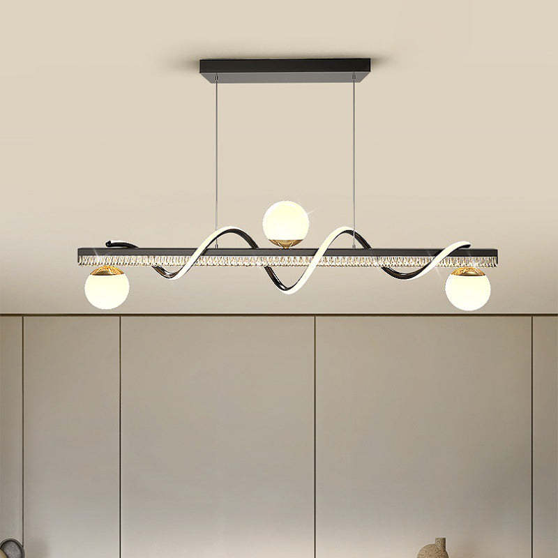 Lighom luxury globe wave black chandeliers — Brushed Gold / 110V-120V (US/CA)
