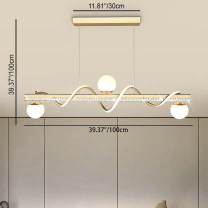 Modern Iron Acrylic Wave Globe LED Island Chandelier
