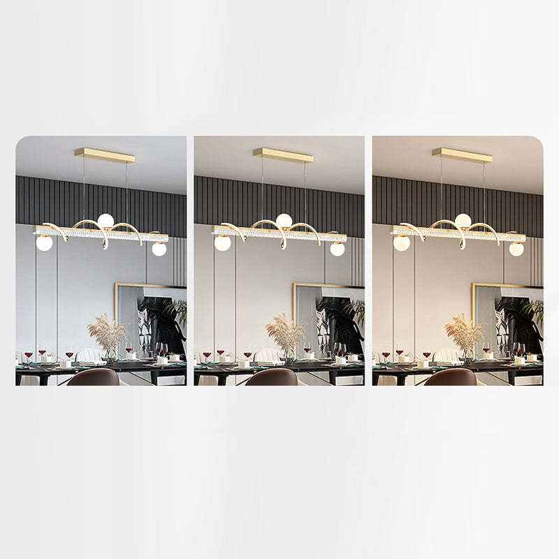 Modern Iron Acrylic Wave Globe LED Island Chandelier