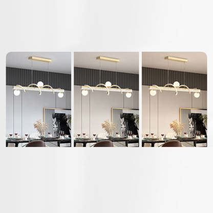 Modern Iron Acrylic Wave Globe LED Island Chandelier