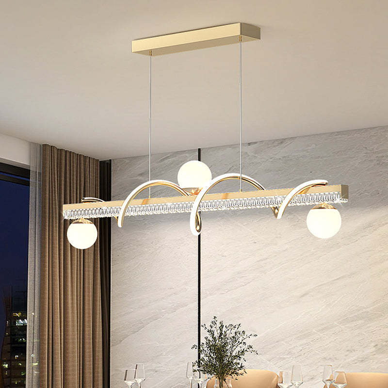Modern Iron Acrylic Wave Globe LED Island Chandelier