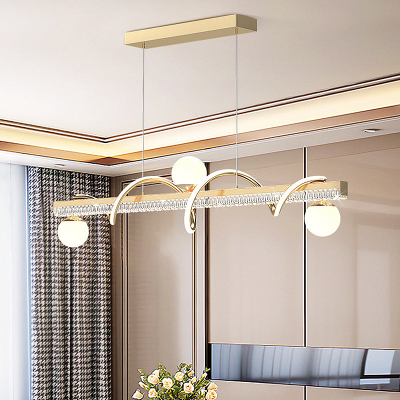 Modern Iron Acrylic Wave Globe LED Island Chandelier