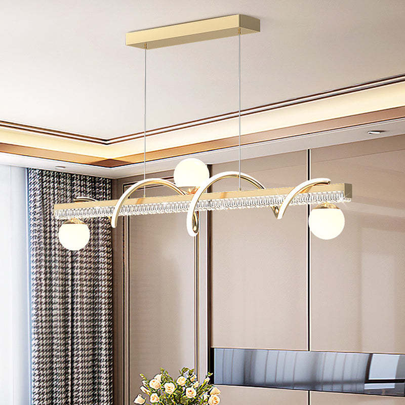 Modern Iron Acrylic Wave Globe LED Island Chandelier