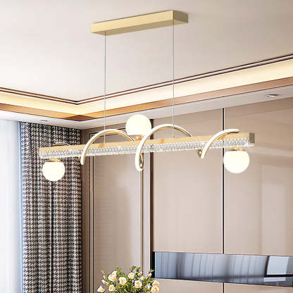 Modern Iron Acrylic Wave Globe LED Island Chandelier