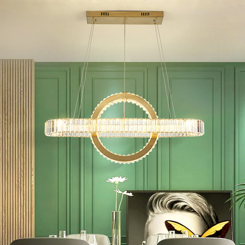 Modern Luxe Stainless Steel Crystal Oval LED Chandelier
