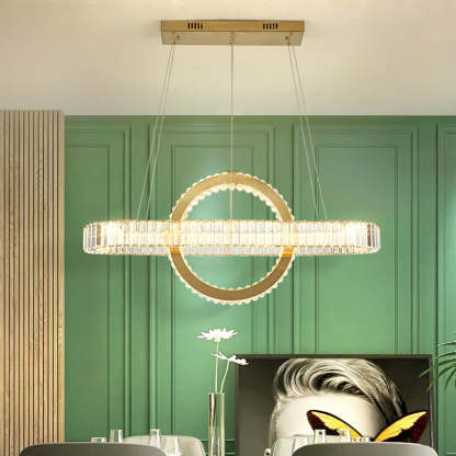 Modern Luxe Stainless Steel Crystal Oval LED Chandelier