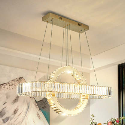 Modern Luxe Stainless Steel Crystal Oval LED Chandelier — Infinitely Dimmable / 110V-120V For US/CA