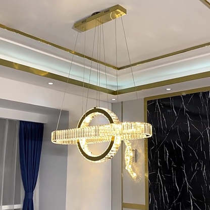 Modern Luxe Stainless Steel Crystal Oval LED Chandelier