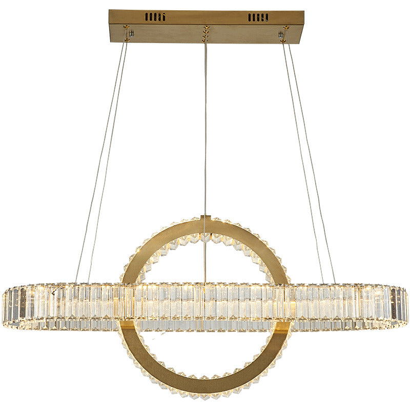 Modern Luxe Stainless Steel Crystal Oval LED Chandelier