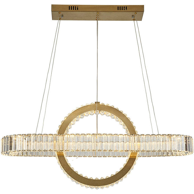 Modern Luxe Stainless Steel Crystal Oval LED Chandelier