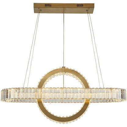 Modern Luxe Stainless Steel Crystal Oval LED Chandelier