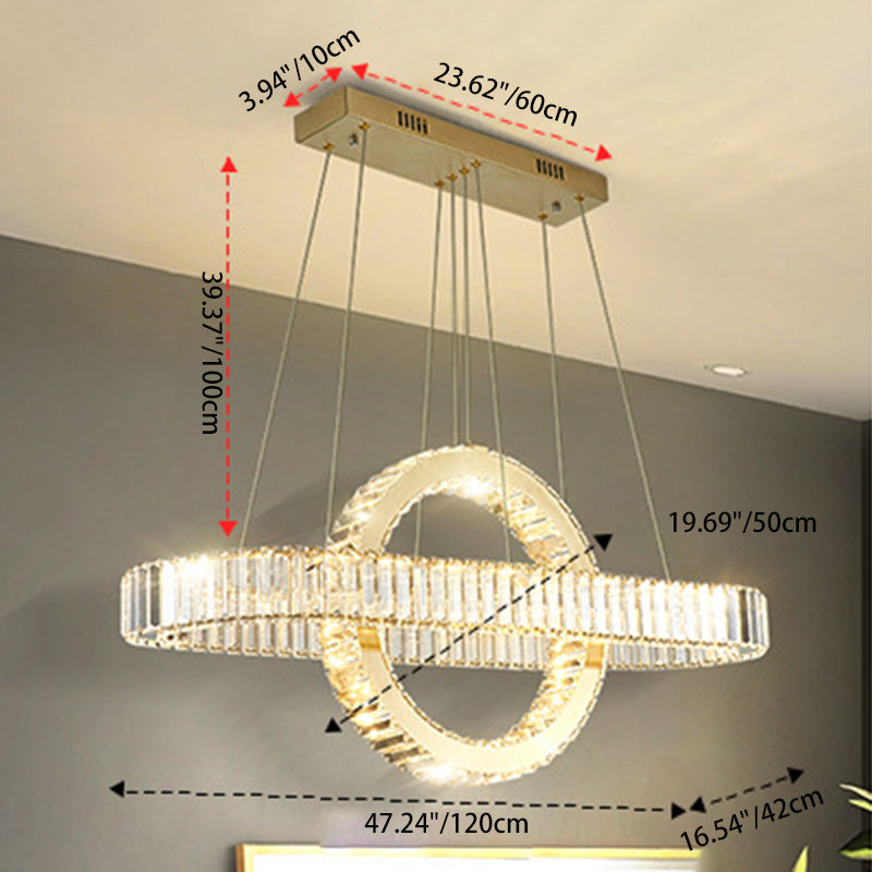 Modern Luxe Stainless Steel Crystal Oval LED Chandelier