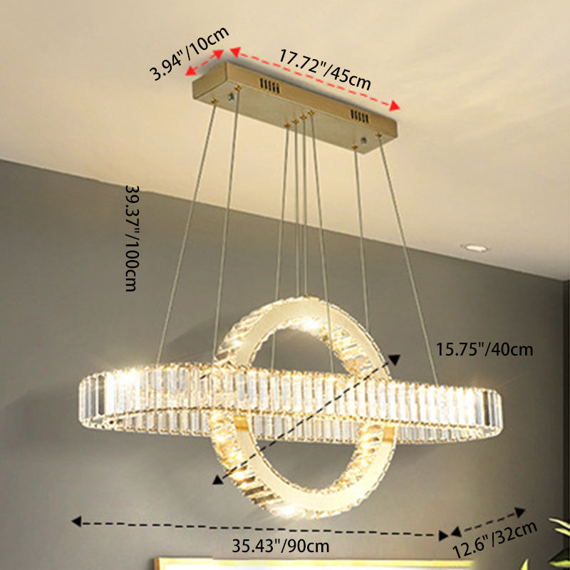 Modern Luxe Stainless Steel Crystal Oval LED Chandelier