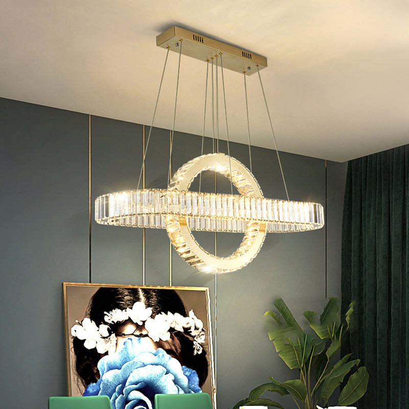 Modern Luxe Stainless Steel Crystal Oval LED Chandelier