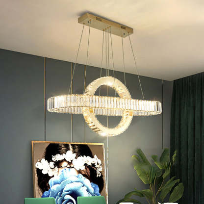 Modern Luxe Stainless Steel Crystal Oval LED Chandelier