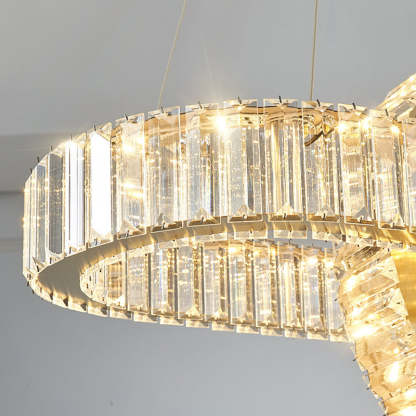 Modern Luxe Stainless Steel Crystal Oval LED Chandelier
