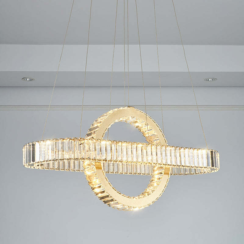Modern Luxe Stainless Steel Crystal Oval LED Chandelier