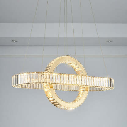 Modern Luxe Stainless Steel Crystal Oval LED Chandelier