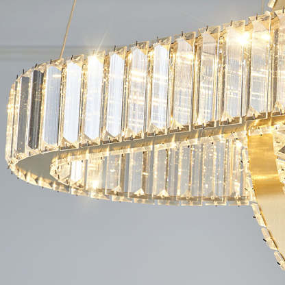 Modern Luxe Stainless Steel Crystal Oval LED Chandelier