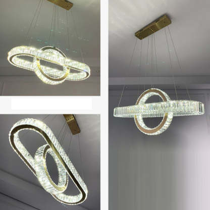 Modern Luxe Stainless Steel Crystal Oval LED Chandelier