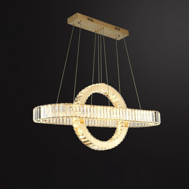 Modern Luxe Stainless Steel Crystal Oval LED Chandelier