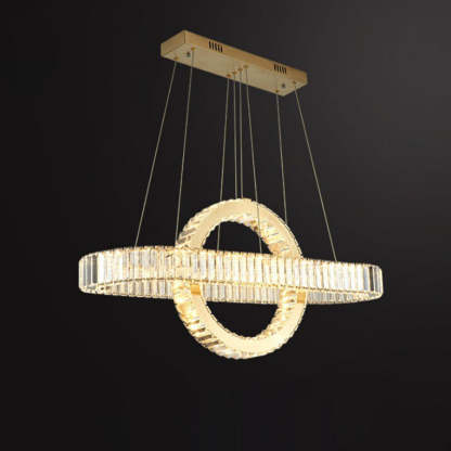 Modern Luxe Stainless Steel Crystal Oval LED Chandelier