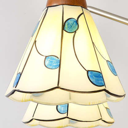 Contemporary Coastal Iron Wood Glass Cone Chandelier
