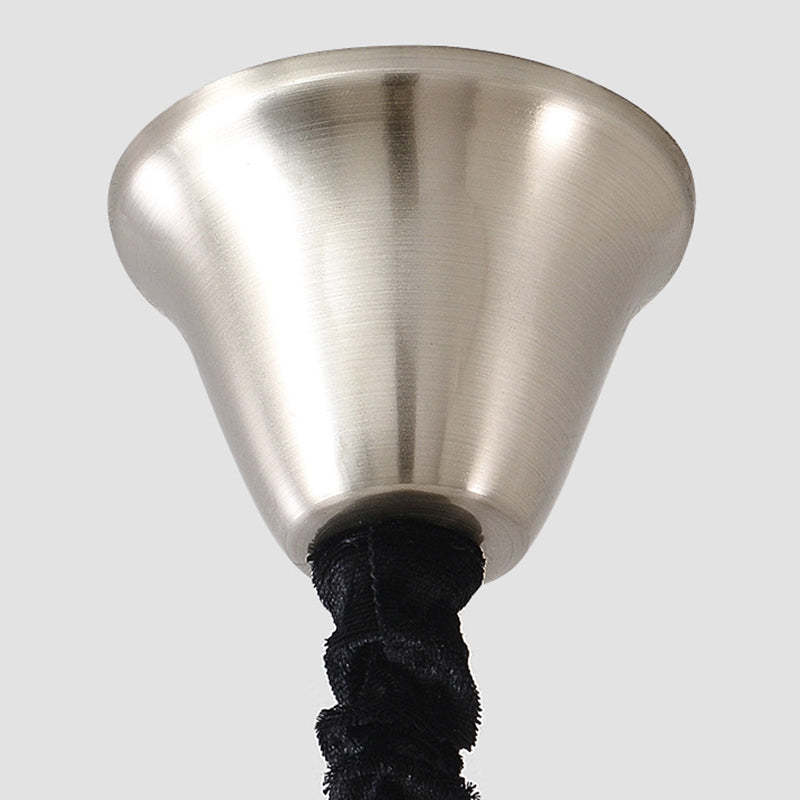 Contemporary Coastal Iron Wood Glass Cone Chandelier