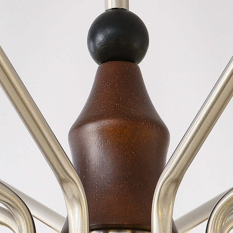 Contemporary Coastal Iron Wood Glass Cone Chandelier