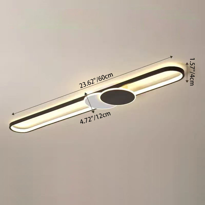 Minimalist Aluminum Iron Acrylic Oval Strip LED Flush Light — Warm Light(3000K) / 220V-240V For UK/AU