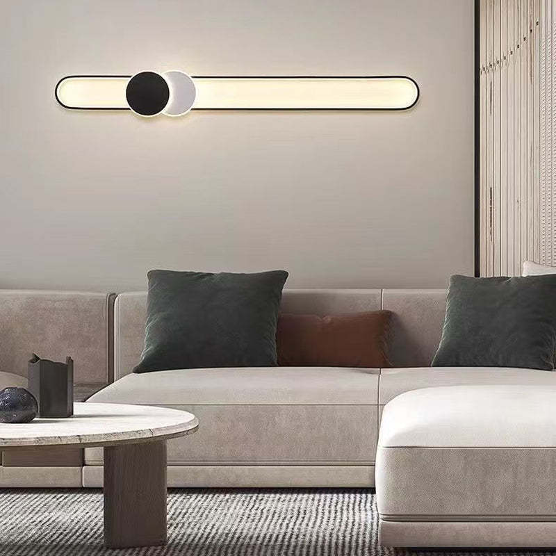 Minimalist Aluminum Iron Acrylic Oval Strip LED Flush Light