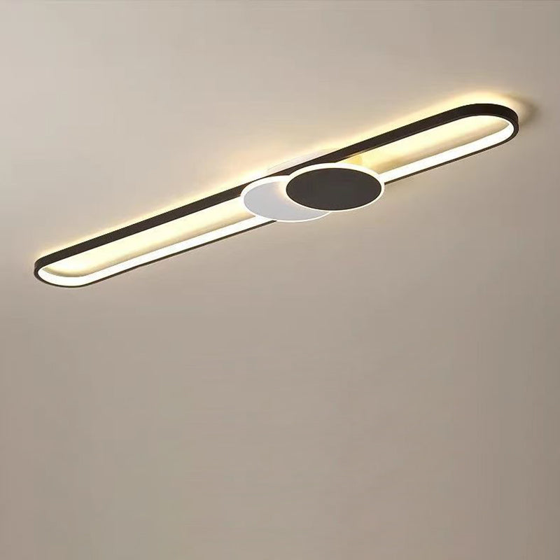 Minimalist Aluminum Iron Acrylic Oval Strip LED Flush Light