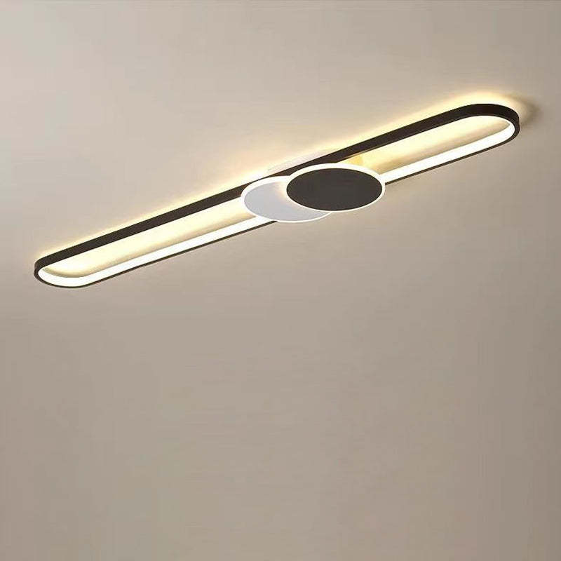 Minimalist Aluminum Iron Acrylic Oval Strip LED Flush Light