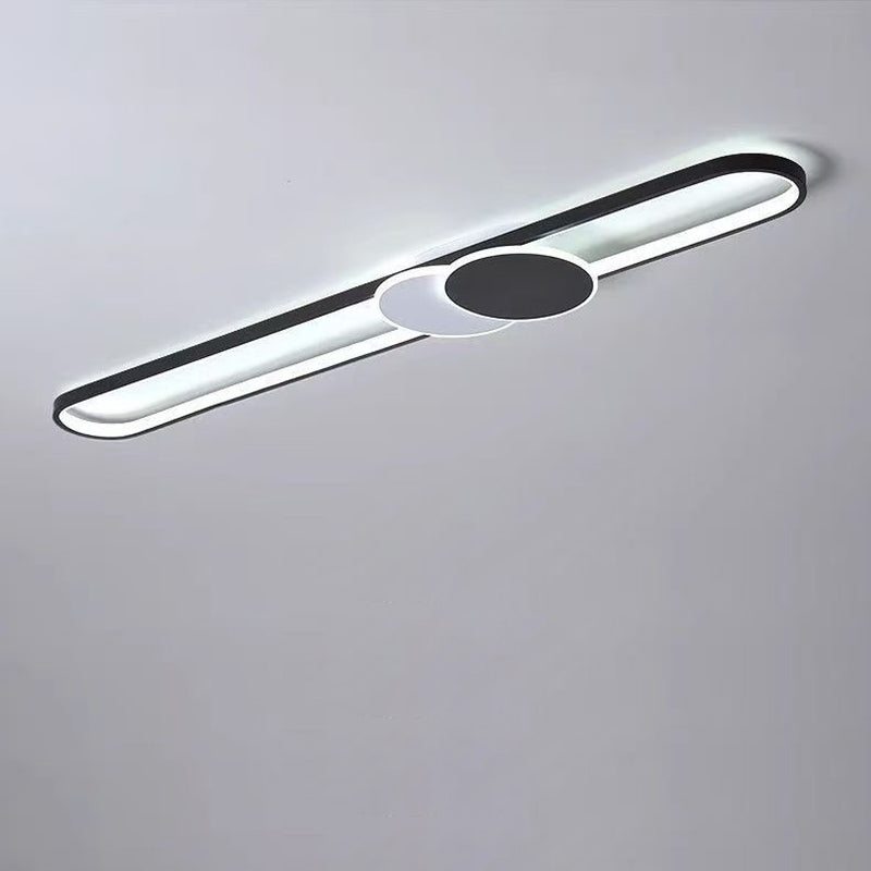 Minimalist Aluminum Iron Acrylic Oval Strip LED Flush Light