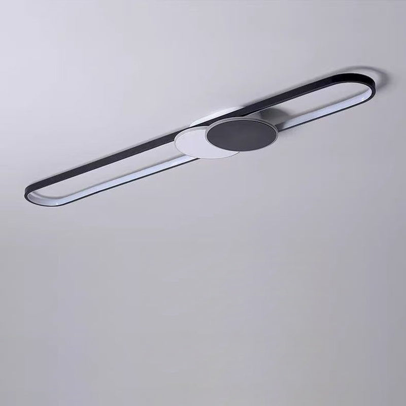 Minimalist Aluminum Iron Acrylic Oval Strip LED Flush Light
